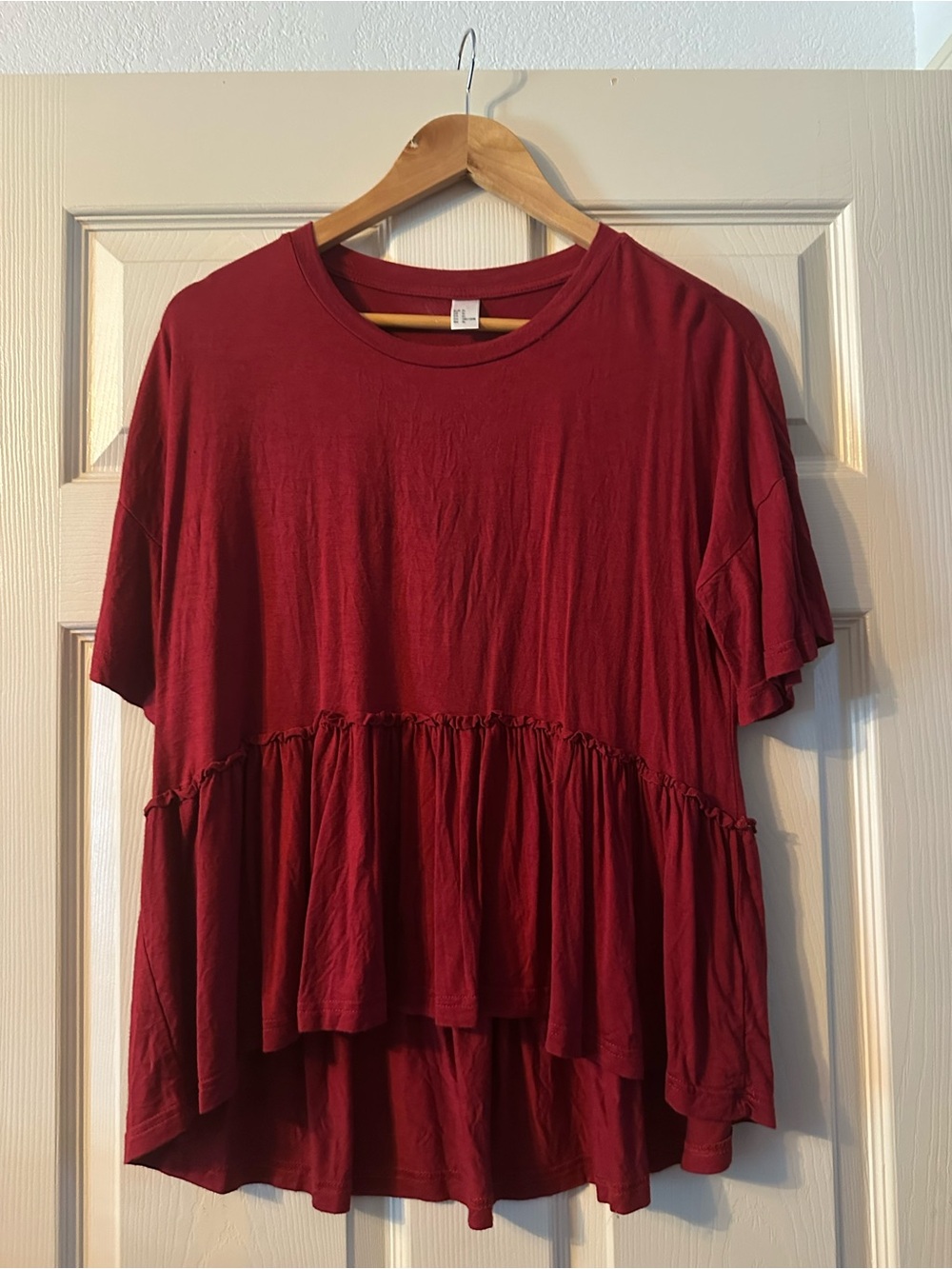 Women's Red Short-Sleeve Peplum Top